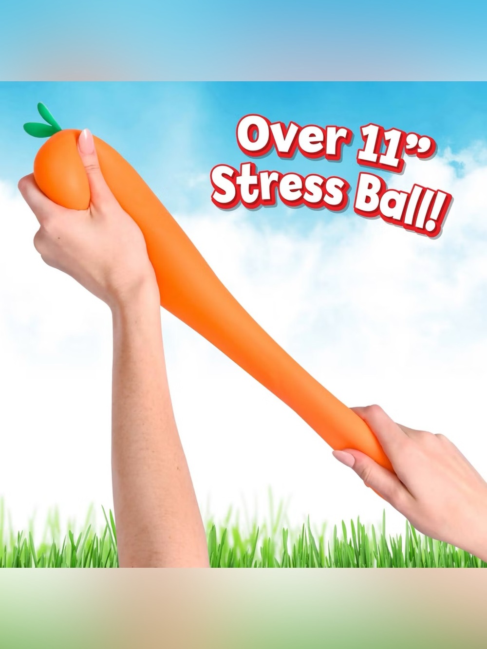 Sunny Days Squeezy Orange Carrot Squishy Fidget Toy - Picture 2 of 6